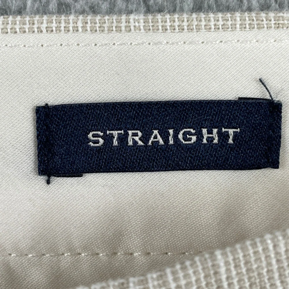 J.Crew Pants Mens 35x32 Beige Glen Plaid Straight Fit Linen Cotton Trousers
